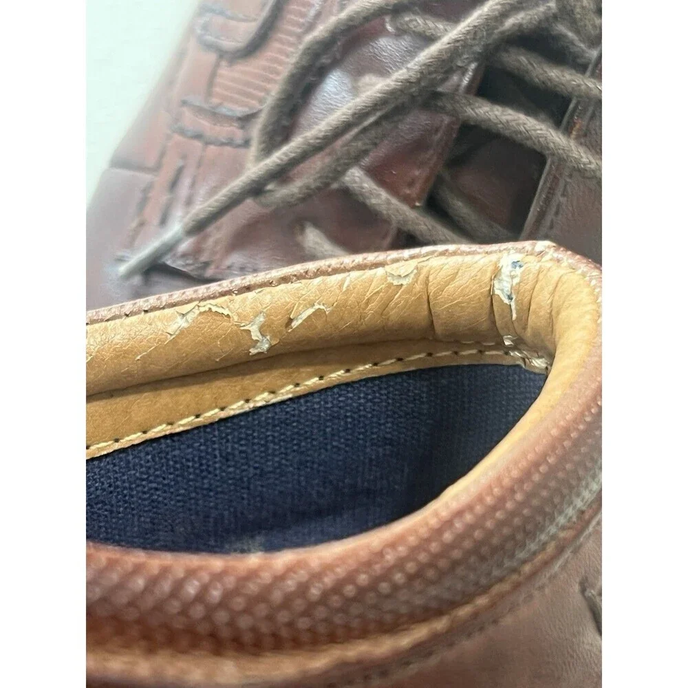 Steve Madden Orlando Mens 10 Leather Lace Up Oxfords Shoes Brown Preppy
